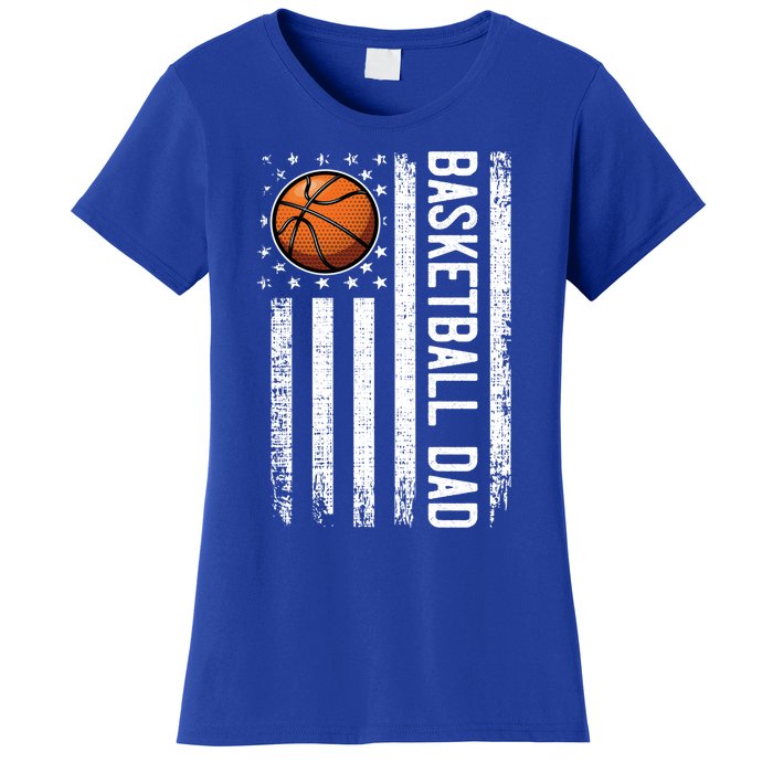 Basketball Dad American Flag Vintage Basketball Coach Team Gift Women's T-Shirt