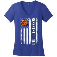 Basketball Dad American Flag Vintage Basketball Coach Team Gift Women's V-Neck T-Shirt