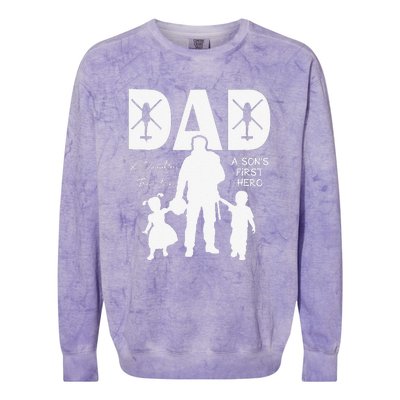 Blackhawk Dad A Daughter's First Love A Son's Hero Colorblast Crewneck Sweatshirt