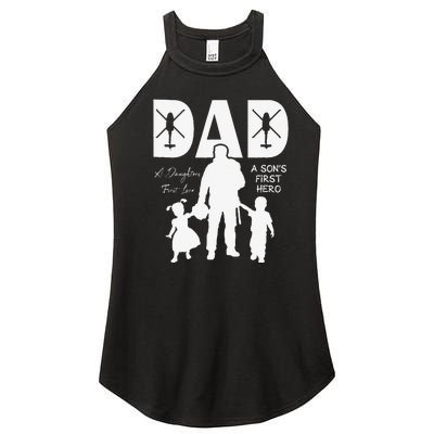 Blackhawk Dad A Daughter's First Love A Son's Hero Women’s Perfect Tri Rocker Tank