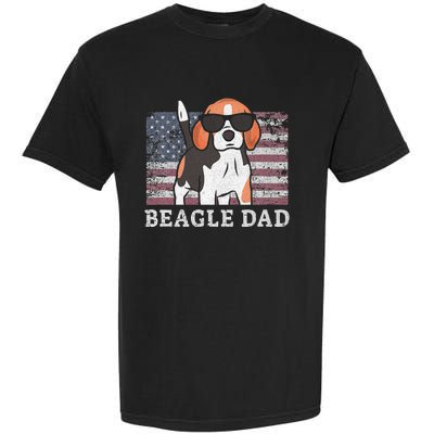 Beagle Dad American Flag 4th of July Patriotic Beagle Design Garment-Dyed Heavyweight T-Shirt