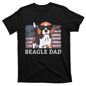 Beagle Dad American Flag 4th of July Patriotic Beagle Design T-Shirt