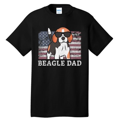 Beagle Dad American Flag 4th of July Patriotic Beagle Design Tall T-Shirt