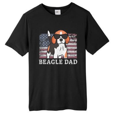 Beagle Dad American Flag 4th of July Patriotic Beagle Design Tall Fusion ChromaSoft Performance T-Shirt