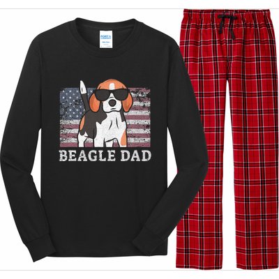 Beagle Dad American Flag 4th of July Patriotic Beagle Design Long Sleeve Pajama Set