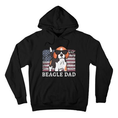 Beagle Dad American Flag 4th of July Patriotic Beagle Design Tall Hoodie