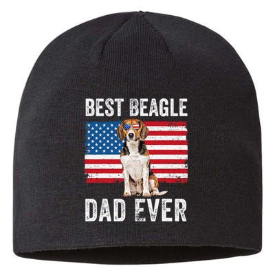 Beagle Dad American Flag Dog Lover Owner Fathers Day Funny Sustainable Beanie