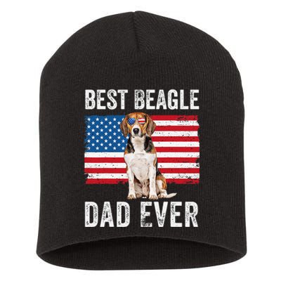 Beagle Dad American Flag Dog Lover Owner Fathers Day Funny Short Acrylic Beanie