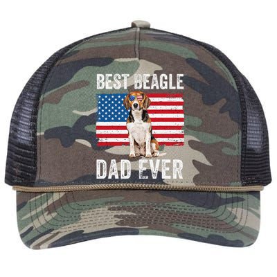 Beagle Dad American Flag Dog Lover Owner Fathers Day Funny Retro Rope Trucker Hat Cap