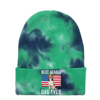 Beagle Dad American Flag Dog Lover Owner Fathers Day Funny Tie Dye 12in Knit Beanie