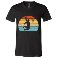 Bigfoot Dunking A Basketball Sasquatch Design V-Neck T-Shirt