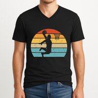 Bigfoot Dunking A Basketball Sasquatch Design V-Neck T-Shirt