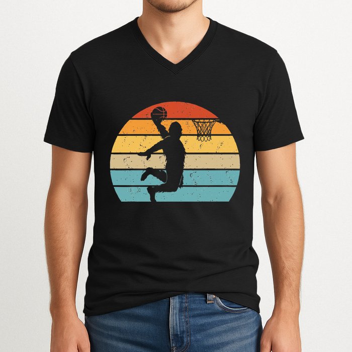 Bigfoot Dunking A Basketball Sasquatch Design V-Neck T-Shirt