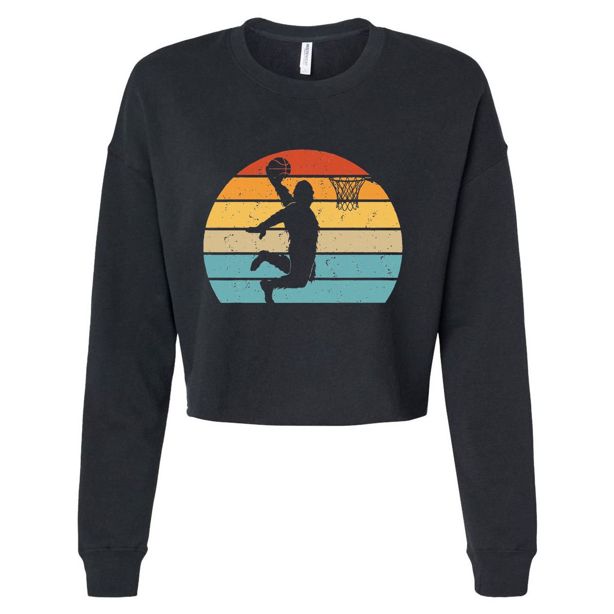 Bigfoot Dunking A Basketball Sasquatch Design Cropped Pullover Crew