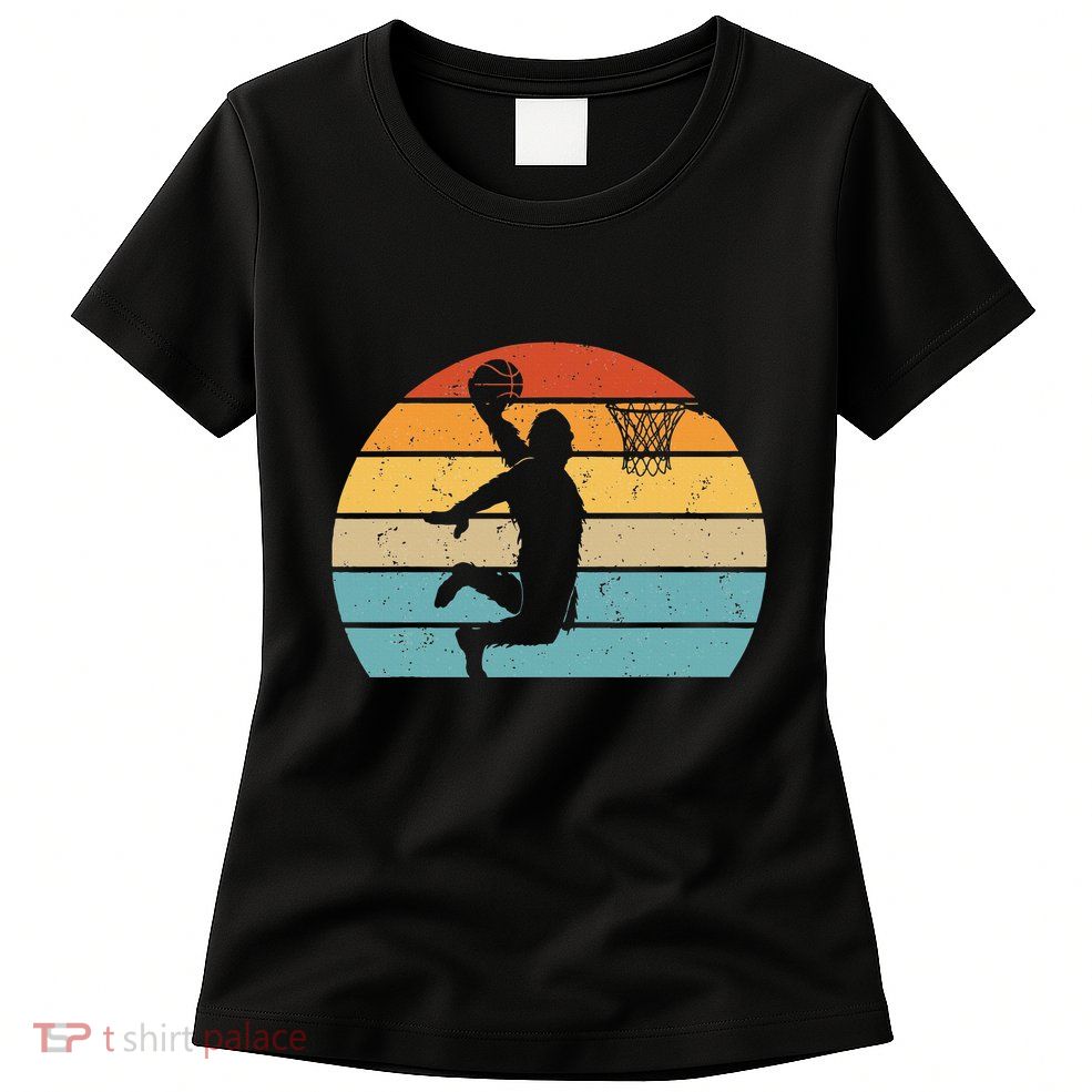 Bigfoot Dunking A Basketball Sasquatch Design Womens T-Shirt