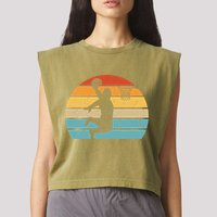 Bigfoot Dunking A Basketball Sasquatch Design Garment-Dyed Women's Muscle Tee