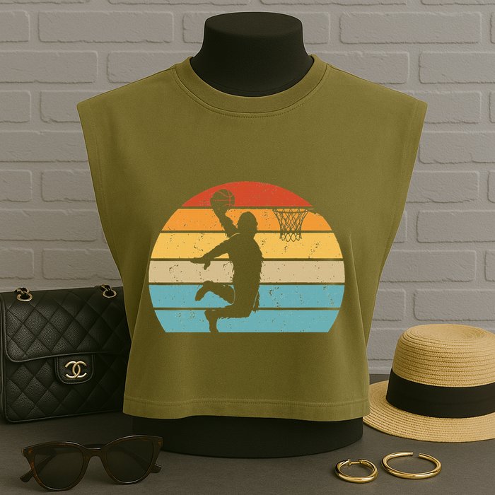 Bigfoot Dunking A Basketball Sasquatch Design Garment-Dyed Women's Muscle Tee