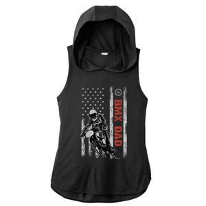 BMX Dad American Flag Fathers Day 4th Of July Gift Ladies PosiCharge Tri-Blend Wicking Draft Hoodie Tank