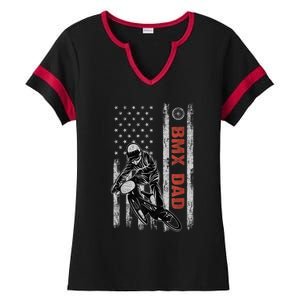 BMX Dad American Flag Fathers Day 4th Of July Gift Ladies Halftime Notch Neck Tee