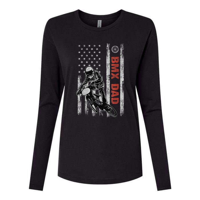 BMX Dad American Flag Fathers Day 4th Of July Gift Womens Cotton Relaxed Long Sleeve T-Shirt