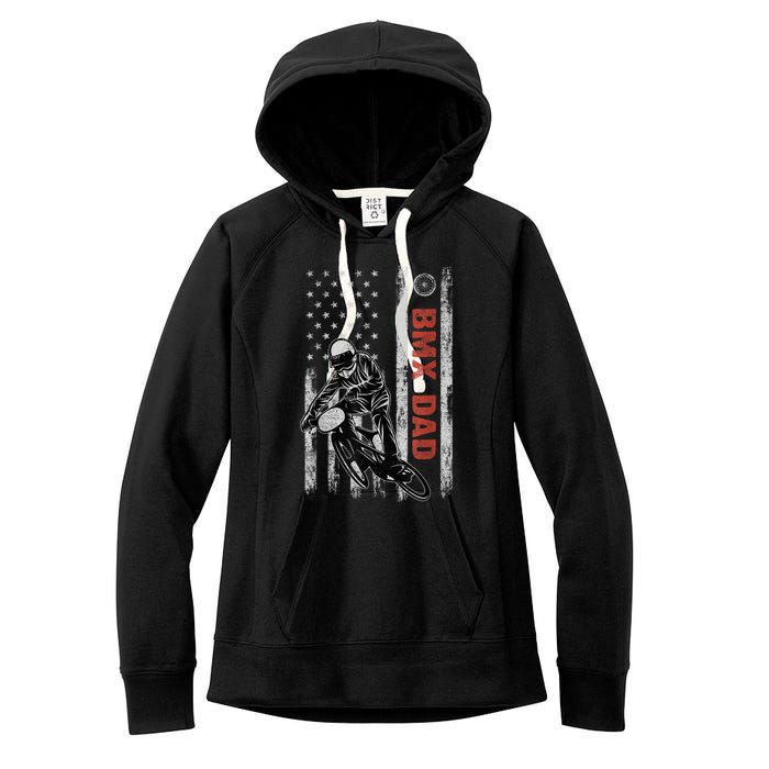 BMX Dad American Flag Fathers Day 4th Of July Gift Women's Fleece Hoodie