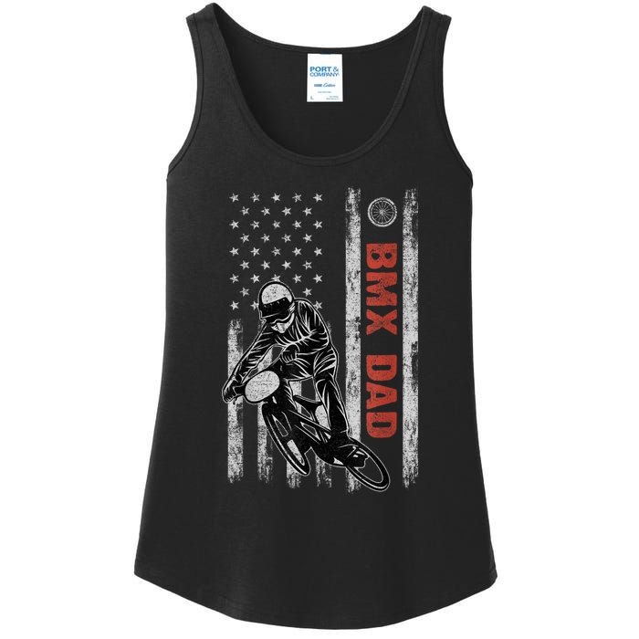 BMX Dad American Flag Fathers Day 4th Of July Gift Ladies Essential Tank