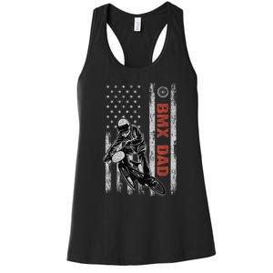 BMX Dad American Flag Fathers Day 4th Of July Gift Women's Racerback Tank