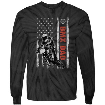 BMX Dad American Flag Fathers Day 4th Of July Gift Tie-Dye Long Sleeve Shirt