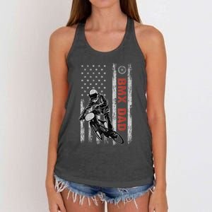 BMX Dad American Flag Fathers Day 4th Of July Gift Women's Knotted Racerback Tank