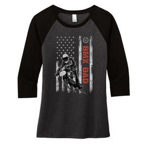 BMX Dad American Flag Fathers Day 4th Of July Gift Women's Tri-Blend 3/4-Sleeve Raglan Shirt