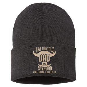 Best Dad And Stepdad Cute Fathers Day Sustainable Knit Beanie