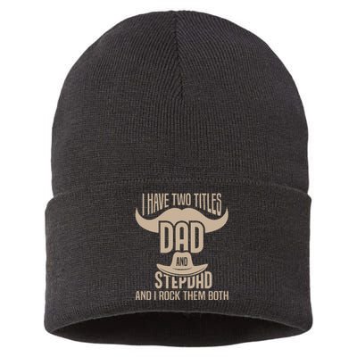 Best Dad And Stepdad Cute Fathers Day Sustainable Knit Beanie