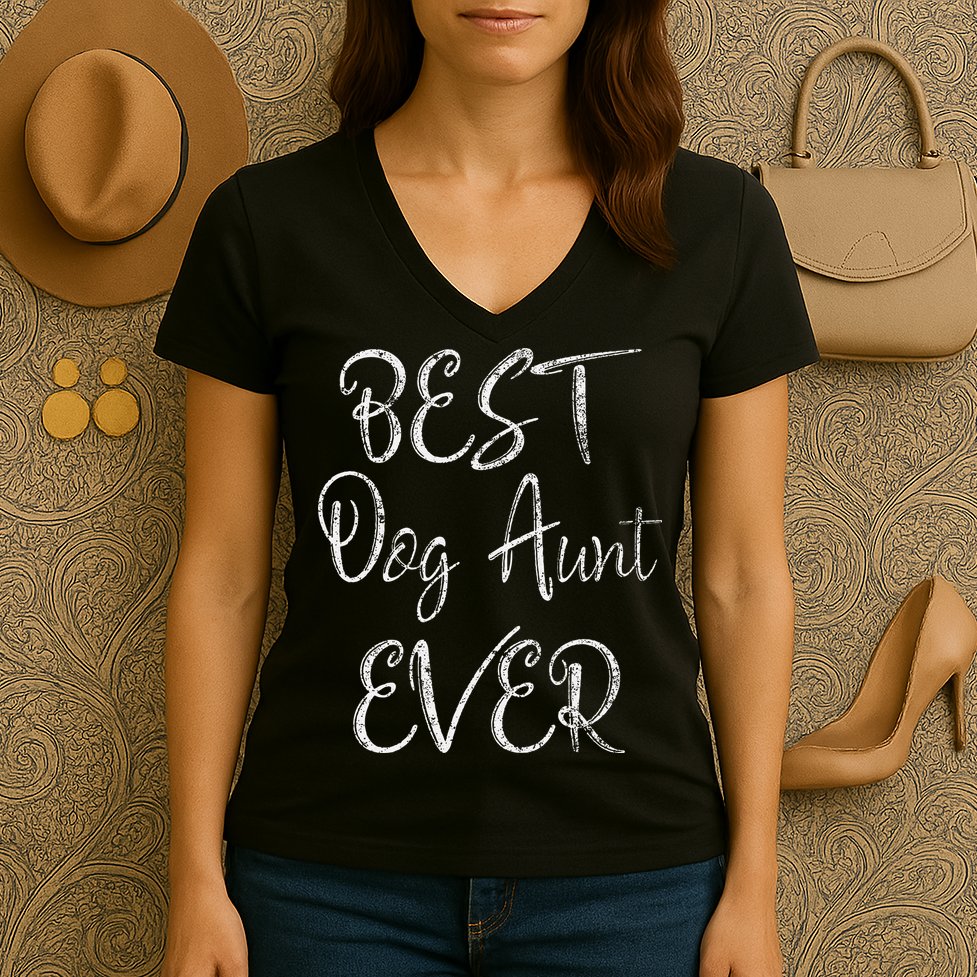 Best Dog Aunt Ever Mothers Day Funny Dog Lover Women's V-Neck T-Shirt