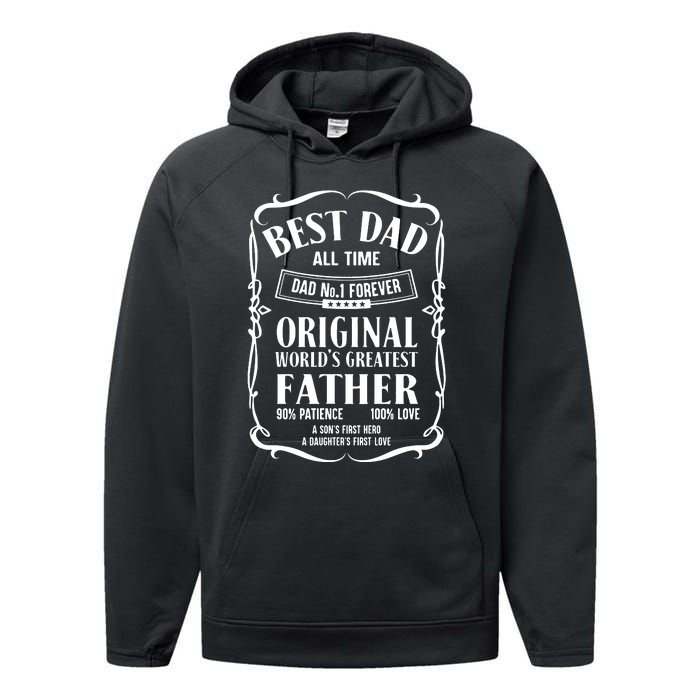 Best Dad All Time Dad No1 Dad Shirt Father's Day Performance Fleece Hoodie