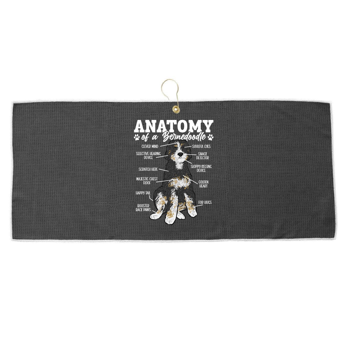 Bernedoodle Dog Anatomy Of A Bernedoodle Large Microfiber Waffle Golf Towel