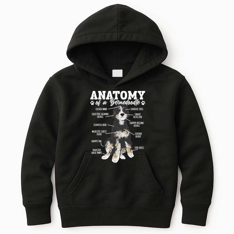 Bernedoodle Dog Anatomy Of A Bernedoodle Kids Hoodie