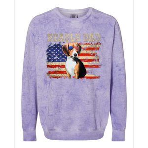 Beagle Dad American Flag Sunglasses Dog Usa Dog Dad Colorblast Crewneck Sweatshirt