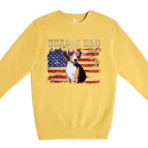 Beagle Dad American Flag Sunglasses Dog Usa Dog Dad Premium Crewneck Sweatshirt