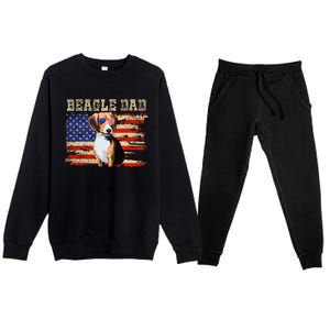 Beagle Dad American Flag Sunglasses Dog Usa Dog Dad Premium Crewneck Sweatsuit Set