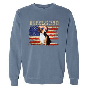 Beagle Dad American Flag Sunglasses Dog Usa Dog Dad Garment-Dyed Sweatshirt