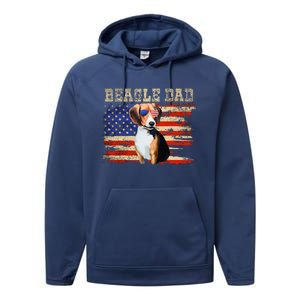 Beagle Dad American Flag Sunglasses Dog Usa Dog Dad Performance Fleece Hoodie