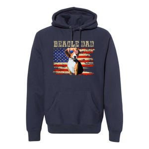 Beagle Dad American Flag Sunglasses Dog Usa Dog Dad Premium Hoodie