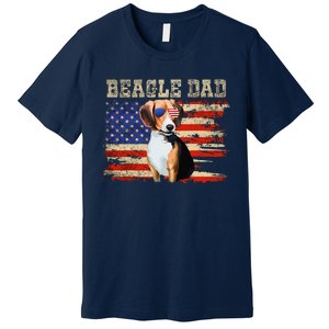 Beagle Dad American Flag Sunglasses Dog Usa Dog Dad Premium T-Shirt