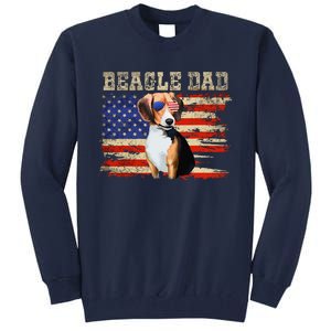 Beagle Dad American Flag Sunglasses Dog Usa Dog Dad Tall Sweatshirt