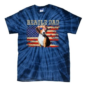 Beagle Dad American Flag Sunglasses Dog Usa Dog Dad Tie-Dye T-Shirt