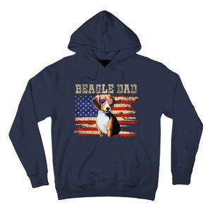 Beagle Dad American Flag Sunglasses Dog Usa Dog Dad Tall Hoodie