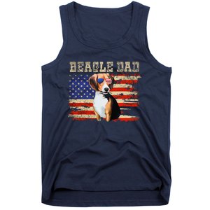 Beagle Dad American Flag Sunglasses Dog Usa Dog Dad Tank Top