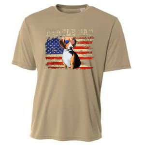 Beagle Dad American Flag Sunglasses Dog Usa Dog Dad Cooling Performance Crew T-Shirt