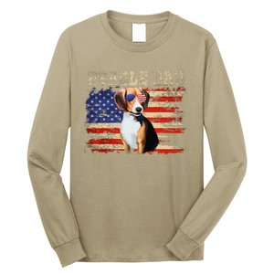 Beagle Dad American Flag Sunglasses Dog Usa Dog Dad Long Sleeve Shirt