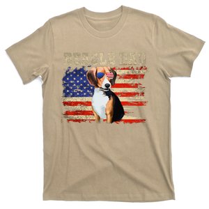 Beagle Dad American Flag Sunglasses Dog Usa Dog Dad T-Shirt